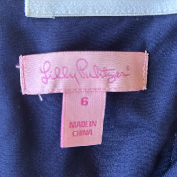 Lilly Pulitzer Bowen Dress Navy Strapless Embroidered Mandala Size 6 - Picture 5 of 10